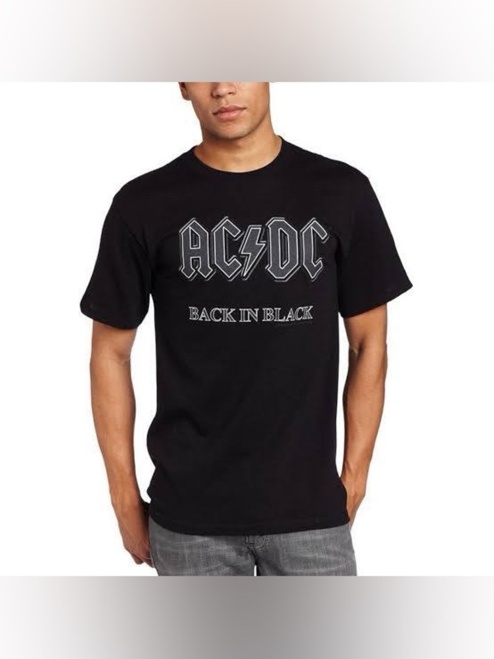 AC/DC men’s back in black graphic tee shirt